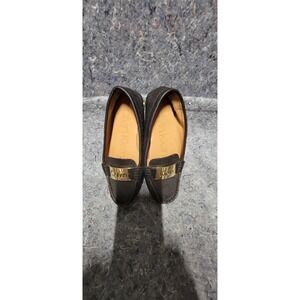 Calvin Klein Lillia Women's Black & Gold Leather Flat Loafers Size 6M